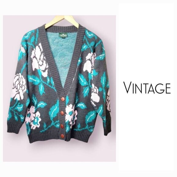 Vintage Sweaters - Vintage grandpa cardigan size small 90s y2k